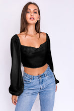 Load image into Gallery viewer, Daybreak Satin Top in Black