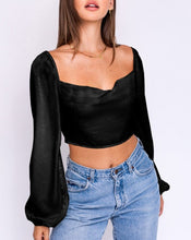 Load image into Gallery viewer, Daybreak Satin Top in Black