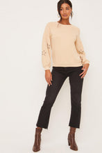 Load image into Gallery viewer, Shoot for the Stars Embroidered Sweater in Taupe

