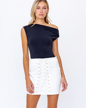 Load image into Gallery viewer, Trust Lace Up Denim Skirt in White