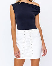 Load image into Gallery viewer, Trust Lace Up Denim Skirt in White