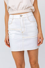 Load image into Gallery viewer, Frayed White Denim Skirt