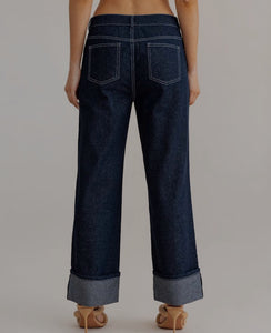 Dark Rolled Denim Jeans