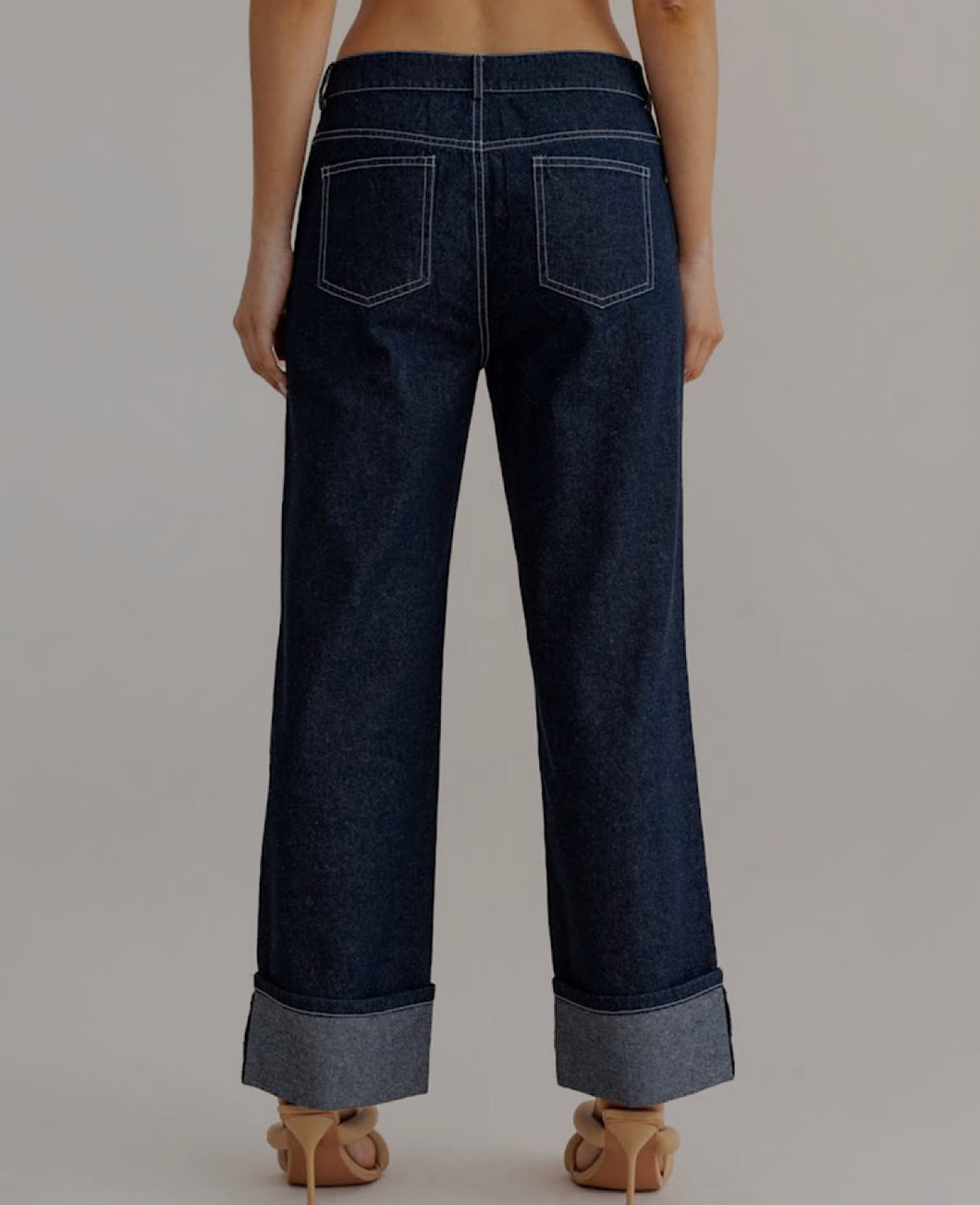 Dark Rolled Denim Jeans