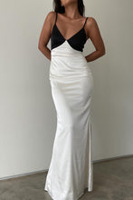 Load image into Gallery viewer, Vera Satin Maxi Dress in Cream Black
