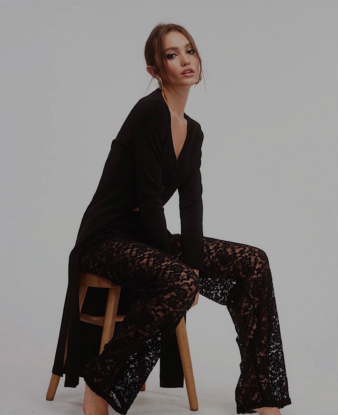 【SHAKIRI】FURRY LACE TRIMMING PANTS Shohei Takamiya „Hybrid“ Pierced Flared Leather Lace-Up