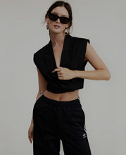 Load image into Gallery viewer, Black Pinstripe Blazer Vest
