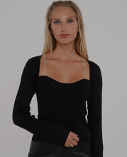 Load image into Gallery viewer, Aspire Crystal Knit Top in Black
