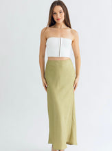 Load image into Gallery viewer, Olive Crinkle Satin Maxi Skirt
