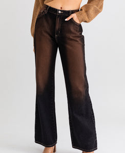 Rustic Black Brown Denim Jeans