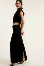 Load image into Gallery viewer, Black Pinstripe Trouser Maxi Skirt
