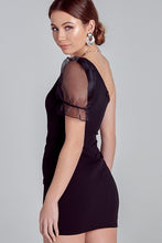 Load image into Gallery viewer, Noble Puff One Shoulder Dress in Black
