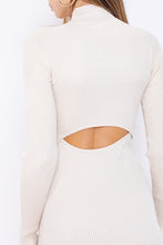Load image into Gallery viewer, Cozy High Neck Cutout Dress in Cream
