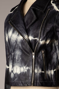 Black Edge Bleached Leather Jacket