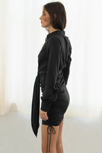 Load image into Gallery viewer, Relentless Satin Blouse Dress in Black
