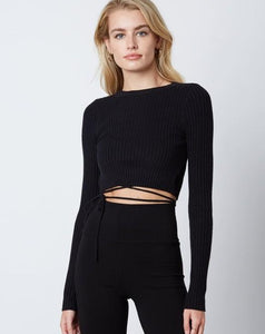 Humble Ties Ribbed Knit Sweater in Black