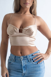 Allure Satin Top in Champagne