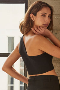 Soul One Shoulder Top in Black