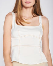 Load image into Gallery viewer, Adept Satin Contrast Stitch Top in White
