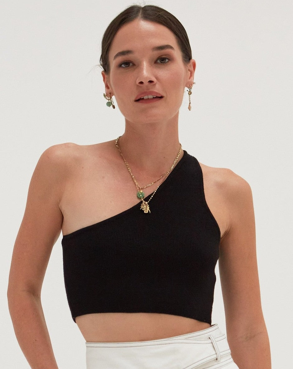 Soul One Shoulder Top in Black