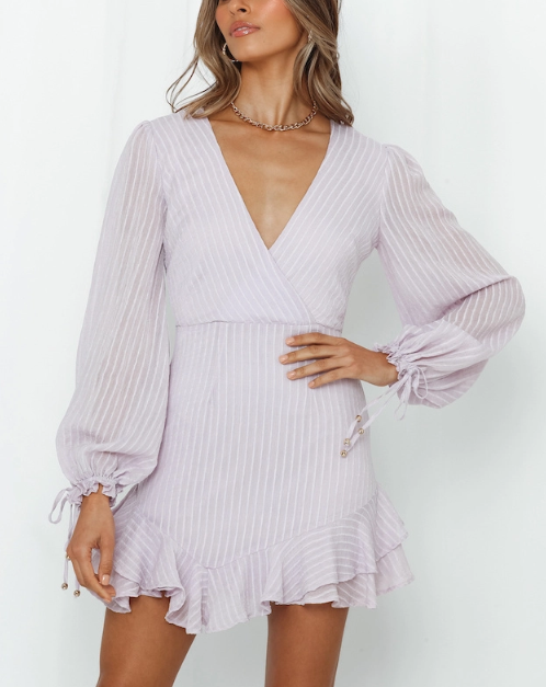 Valiant Chiffon Ruffle Dress in Lavender