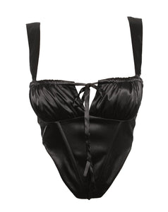 Loveable Satin Corset Top in Black