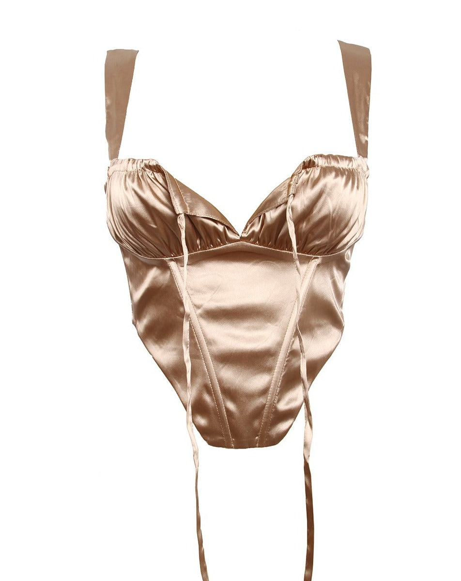 Loveable Satin Corset Top in Champagne