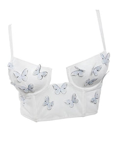 butterfly mesh crop top, mesh corset top, saffire clothing, butterfly mesh corset top, summer crop tops, white mesh crop top