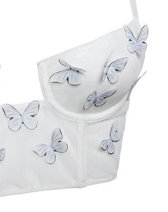 White Butterfly Mesh Top