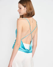Load image into Gallery viewer, Outshine Satin Plunge Top in Aqua

