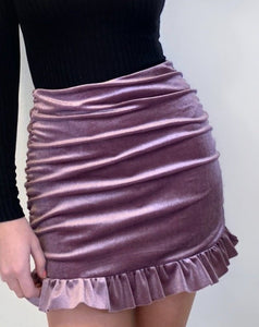 ruched mini skirt, velvet skirt, womens ruffle skirts, ruffle velvet skirt, ruched ruffle skirt