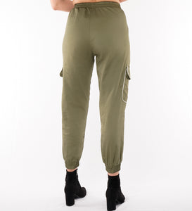 Olive Crystal Cargo Pants