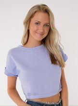 Load image into Gallery viewer, Periwinkle Rolled Crop Sweater
