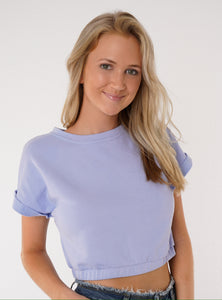 Periwinkle Rolled Crop Sweater