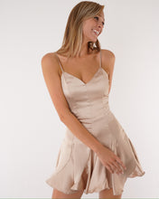 Load image into Gallery viewer, Admire Satin Frill Dress in Champagne
