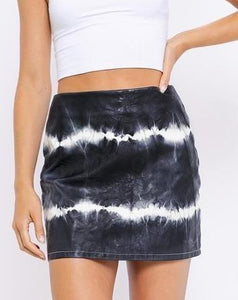 Black Edge Bleached Leather Skirt