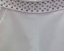 Load image into Gallery viewer, Ivory Gunmetal Studded Leather Shorts
