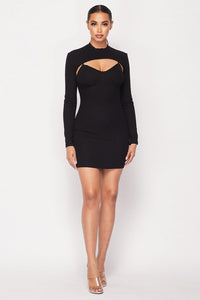 Impact Ribbed Shrug Dress in Black
