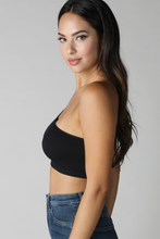 Load image into Gallery viewer, one shoulder top, nikibiki, ribbed crop top, womens clothing, fashion, womens fashion, black crop top, black one shoulder top, womens clothes, fashion nova
