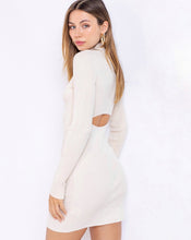 Load image into Gallery viewer, Cozy High Neck Cutout Dress in Cream

