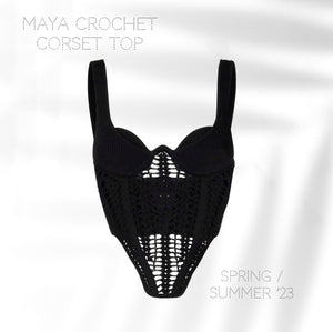 Maya Crochet Corset in Black