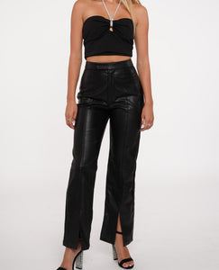Jaded Black Leather Slit Pants