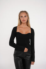 Load image into Gallery viewer, Aspire Crystal Knit Top in Black
