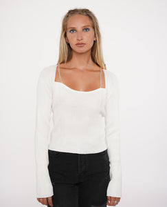 Aspire Crystal Knit Top in White