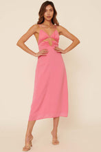 Load image into Gallery viewer, Oasis Pink Satin Cutout Maxi
