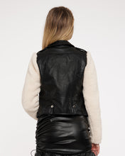 Load image into Gallery viewer, Flex Black Leather Sherpa Fur Jacket
