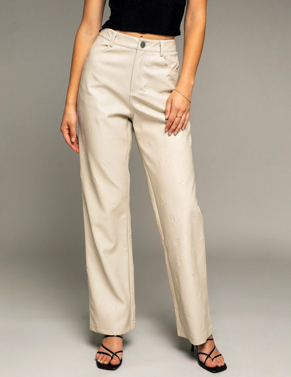 Cream Floral Leather Pants – Saffire Clothing