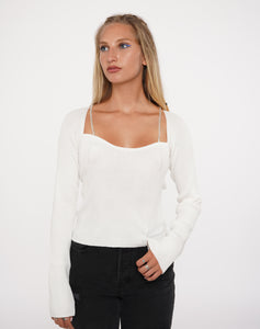 Aspire Crystal Knit Top in White