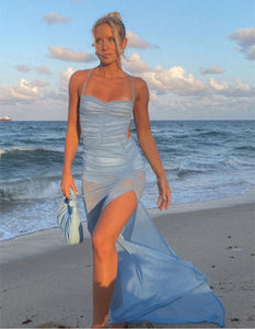 Miami Blue Mesh Maxi Dress