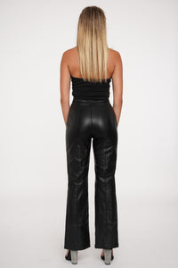 Jaded Black Leather Slit Pants